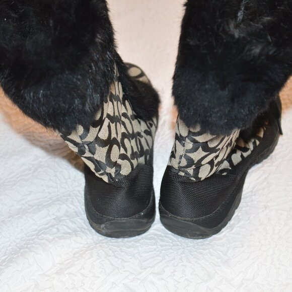 Coach Jennie Signature Quilted All-Over Monogram Print Winter Boot with Fur Trim - Picture 4 of 10